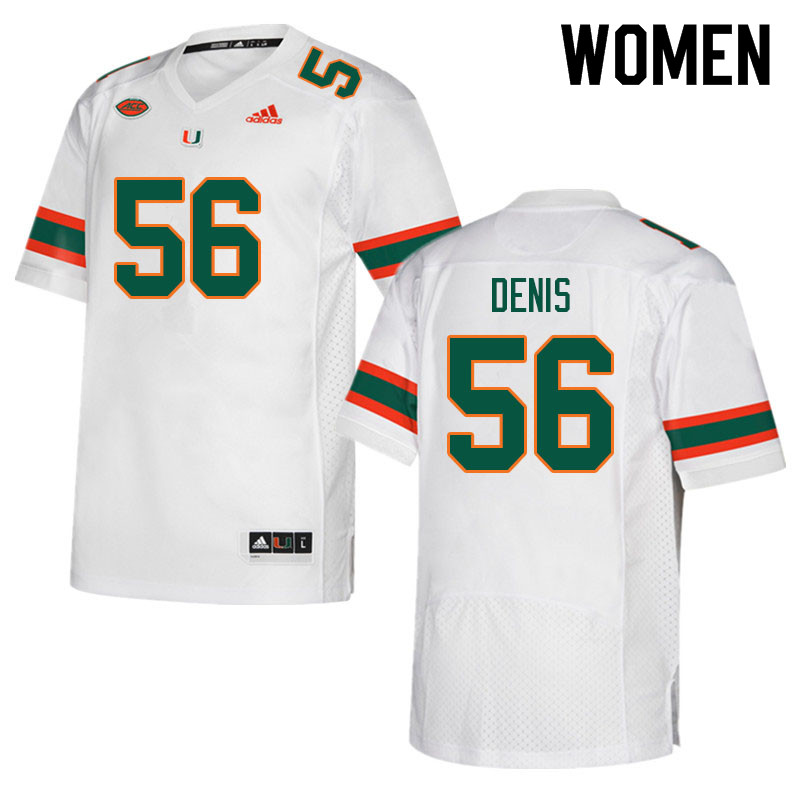 Women #56 Jonathan Denis Miami Hurricanes College Football Jerseys Sale-White - Click Image to Close